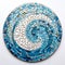 Colorful Mosaic Plate With Blue And White Tiles