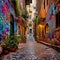 Colorful Mosaic of Secret Alleyway in Jerusalem