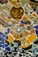 Colorful mosaic tiles in Park Guell. Spain