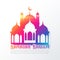 Colorful mosque shapes for ramadan festival background