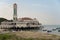 Colorful mosque on the water at penang in malaysia