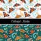 Colorful moths seamless pattern set green and white
