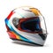 Colorful motorcycle helmet isolated on white created with Generative AI. Transparent visor.