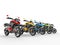 Colorful motorcycles on a starting line