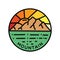 Colorful Mountain Logo Monoline Vintage Emblem Vector Design badge illustration Symbol Icon