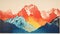 Colorful Mountain Range A Vibrant 1970s Screen Printed Artwork