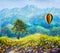 Colorful mountains Balloon oil painting