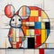 Colorful Mouse Painting With Modern Mondrian Style