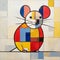 Colorful Mouse Painting In The Style Of De Stijl