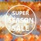 Colorful multicolor low polygonal pattern with super season sale text in white circle eps10