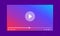 Colorful multimedia frame template. Mokap online video player. Life stream window. On the purple background. All objects