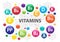 Colorful multivitamin complex for health. Vitamin A, B1, B2, B3, B5, B6, B9, B12, C, D, E, K, PP. Vector