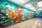 colorful mural of school of fish swimming in underwater scene