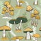 Colorful mushrooms seamless pattern