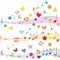 Colorful music design with stave, butterflies, hearts and flower