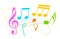 Colorful music notes and melody icon