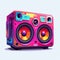 Colorful Music Player With Speakers: 2d Game Art Meets Funk Art