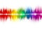 Colorful music sound waves on white background