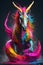 A colorful mythical creature. a remarkable fusion of a horse and a unicorn