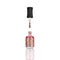 Colorful nail polish glass bottle & brush white background isolated closeup, open multicolor sequin varnish, bright shiny confetti