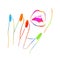 Colorful nails and lips. Logo beauty salon. Vector illustration