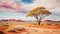 Colorful Namibia Oil Painting Landscape Landscape Wallpaper Illustration Background Watercolor Ink