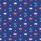 Colorful Navy Blue Floral Seamless Pattern Background