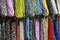 Colorful necklaces at market in Mumbai, India