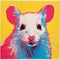 Colorful Neo-pop Mouse Portrait: Vibrant Silkscreen Artwork