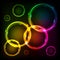 Colorful neon circles abstract frames background