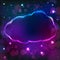 Colorful neon cloud frame on a dark star background
