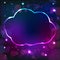 Colorful neon cloud frame on a dark star background