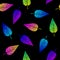 Colorful neon leaves seamless vector pattern.