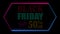 Colorful Neon Light Black Friday Sales 50 Percent Off Inside Hexagon Border Animation With Dark Blue Brick Wall Texture