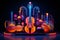 Colorful Neon Musical Instruments 3D Illustration