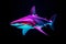 Colorful neon shark left. Generate Ai