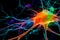 Colorful neurons active and sending electrical and chemical signals to human body concept, Generative AI image