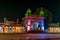 Colorful night lighting done on entrance of railway station in Bikaner, Rajstan,India