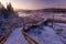 Colorful Norris Geyser Basin area trail during colorful sunset in Yellowstone National Park, Wyoming