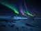 colorful northern lights over snowcapped. ai generative