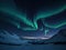 colorful northern lights over snowcapped. ai generative