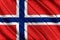 Colorful Norway flag waving in the wind.