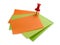 Colorful note papers with red