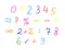 Colorful numerals and symbols