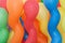 Colorful oblong balloons at the festival