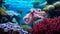 Colorful Oceanic Scene: Coral Reefs and Playful Octopus