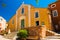 Colorful and ochre church in the Roussillon village, Provence, France