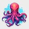Colorful Octopus Sticker With Harsh Realism And Caricature Style