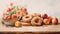 Colorful Oil Painting Of Flowers And Doughnuts On A Table