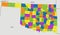 Colorful Oklahoma political map with clearly labeled, separated layers.